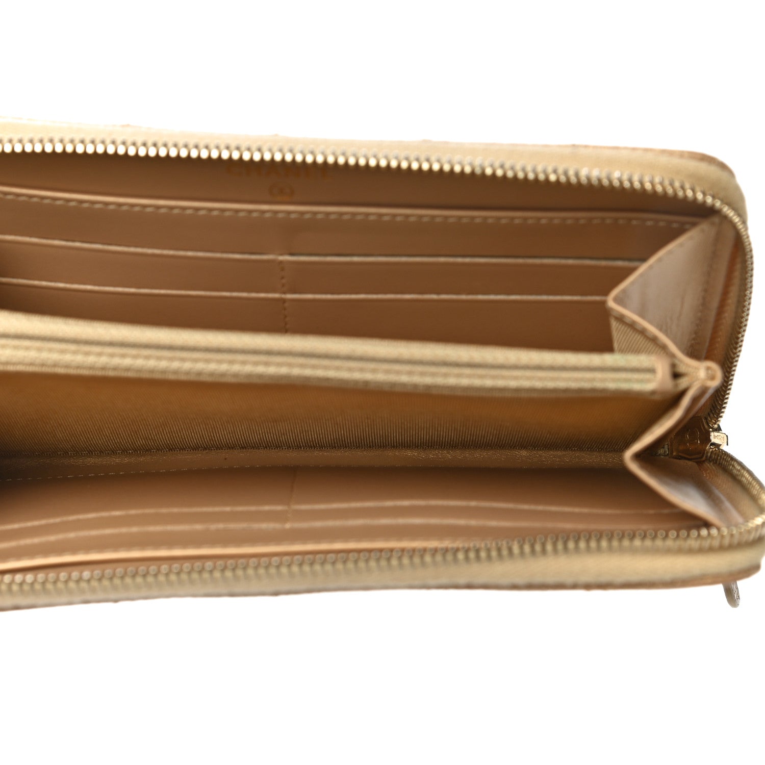 Chanel Pearly Caviar Quilted Large Gusset Zip Around Wallet Gold 5 of 14