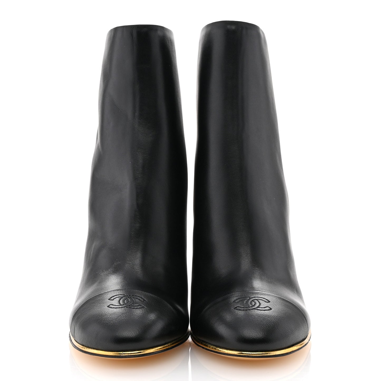 Lambskin Cap Toe Wedge Ankle Boots 42 Black