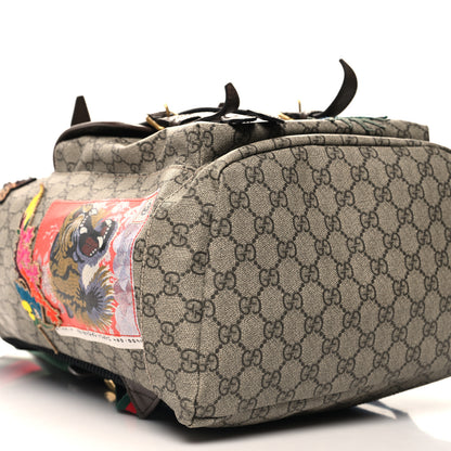 Gucci Soft GG Supreme Monogram Courrier Web Double Buckle Backpack Beige New Acero 9 of 11