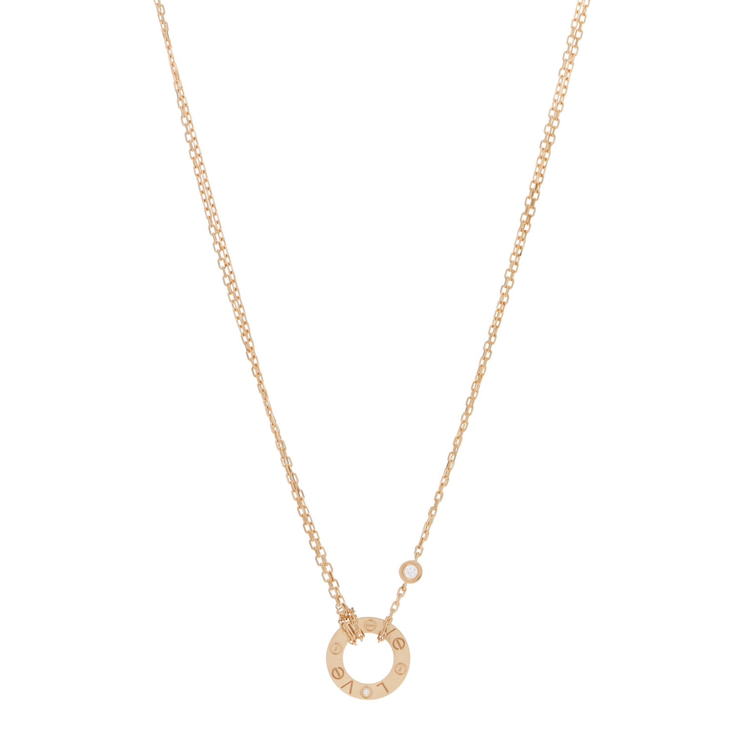 18K Yellow Gold 2 Diamond LOVE Necklace
