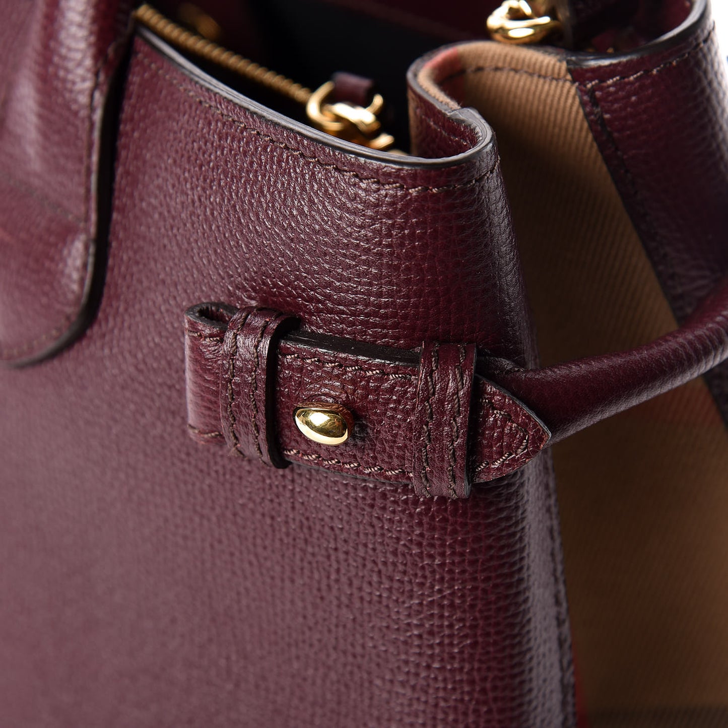 Grainy Calfskin House Check Medium Banner Tote Elderberry