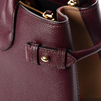 Burberry Grainy Calfskin House Check Medium Banner Tote Elderberry 25 of 29