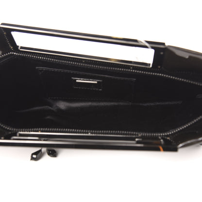 Fendi Patent Embellished Cutout Baguette Clutch Black 5 of 9