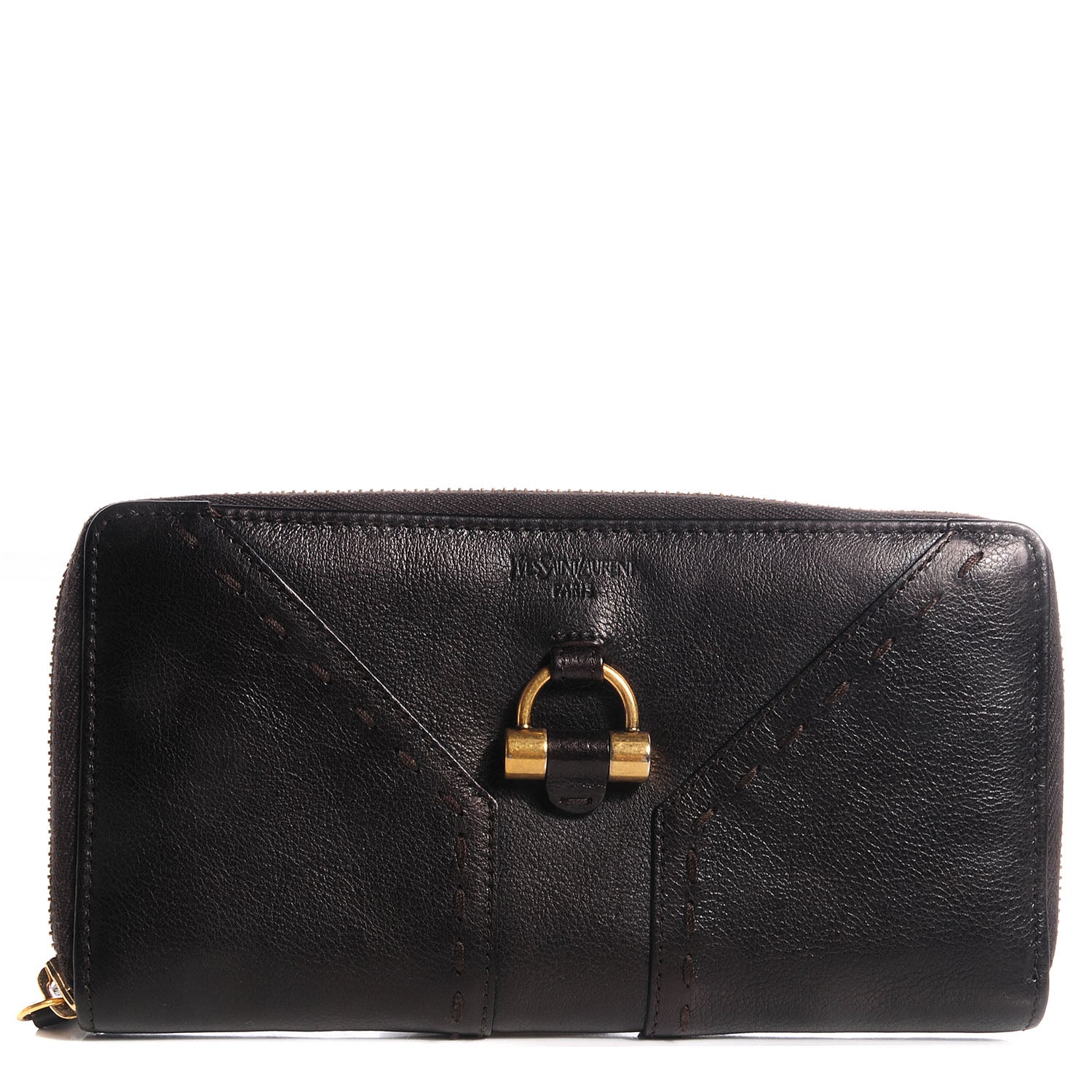 Saint Laurent Leather Muse Zip Around Wallet Brown 1 of 9