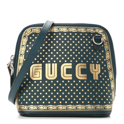 Gucci X SEGA Calfskin GUCCY Stars Mini Dome Shoulder Bag Dusty Turquoise Gold 1 of 10