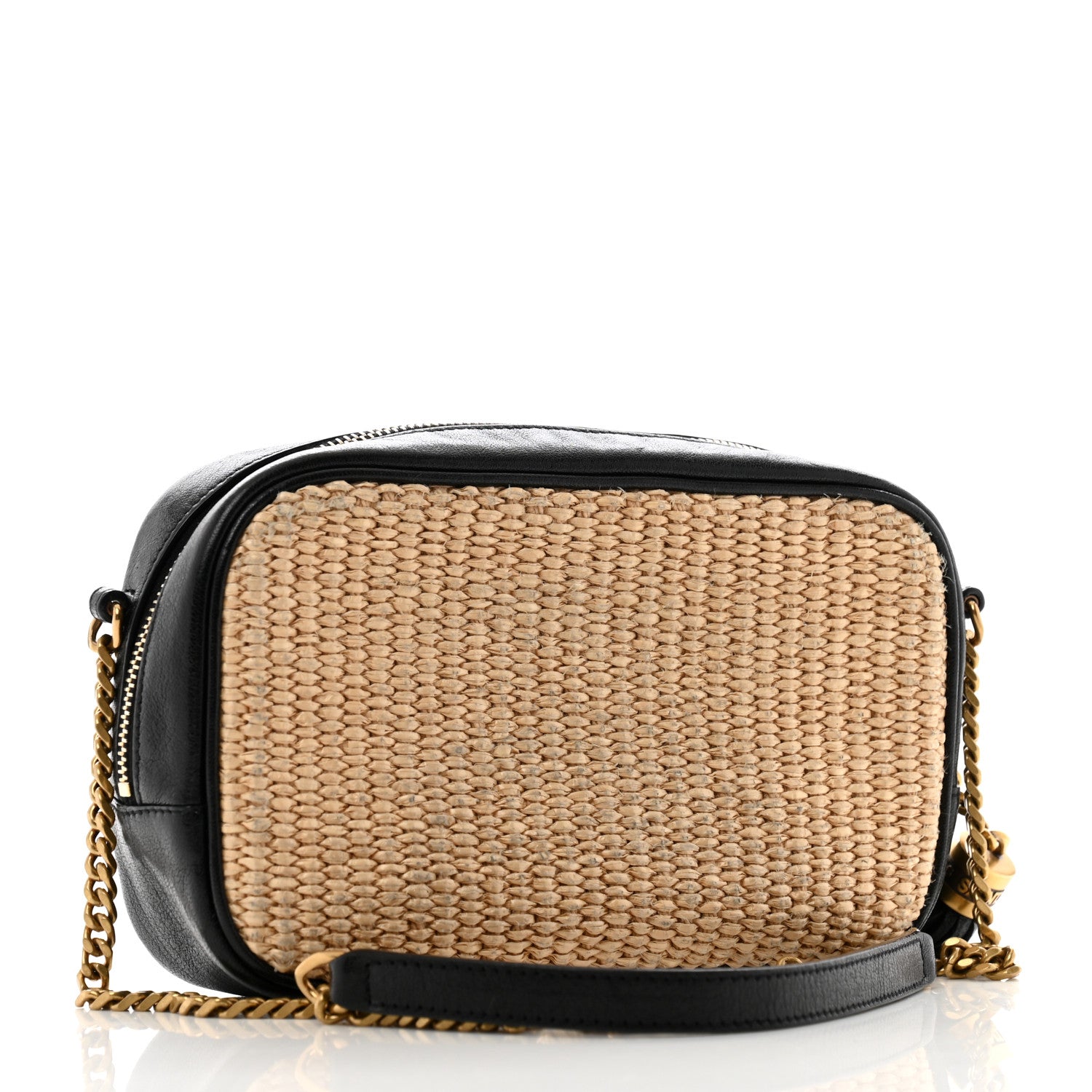 Saint Laurent Raffia Canvas Monogram Mini Lou Camera Bag Beige Black 3 of 13
