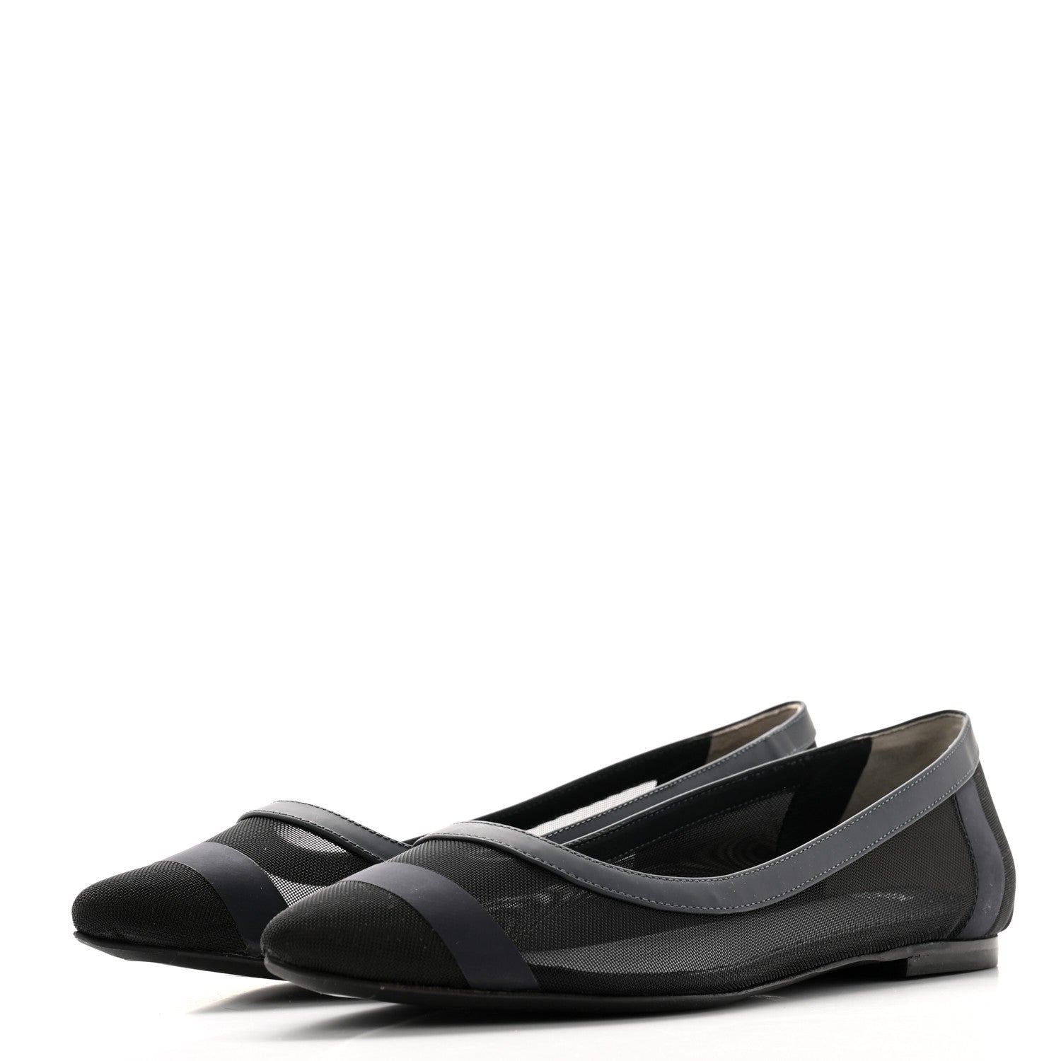 Fendi Mesh Skimmer Ballerina Flats 36 Navy Black 3 of 8