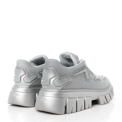 Prada Rubber Technical Knit Fabric Triangle Logo Evolution 55mm Sneakers 39 Argento 4 of 10