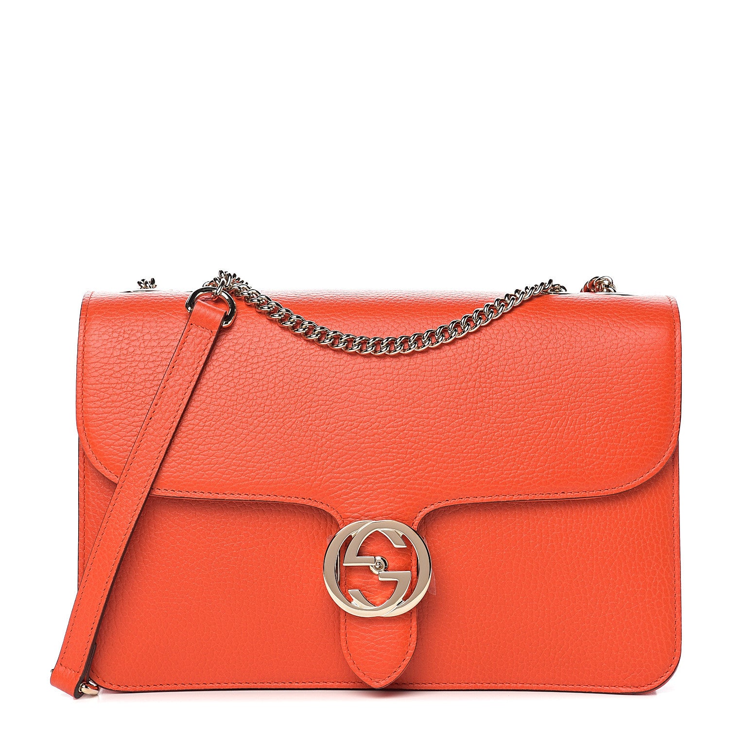 Gucci Dollar Calfskin Interlocking G Shoulder Bag Sun Orange 1 of 9