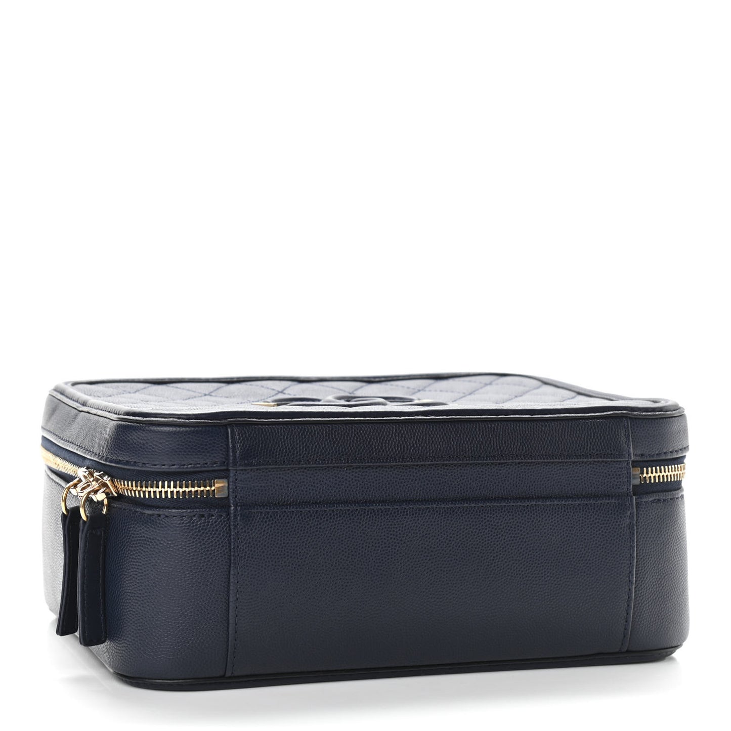 Caviar Quilted Large CC Filigree Vanity Case Navy