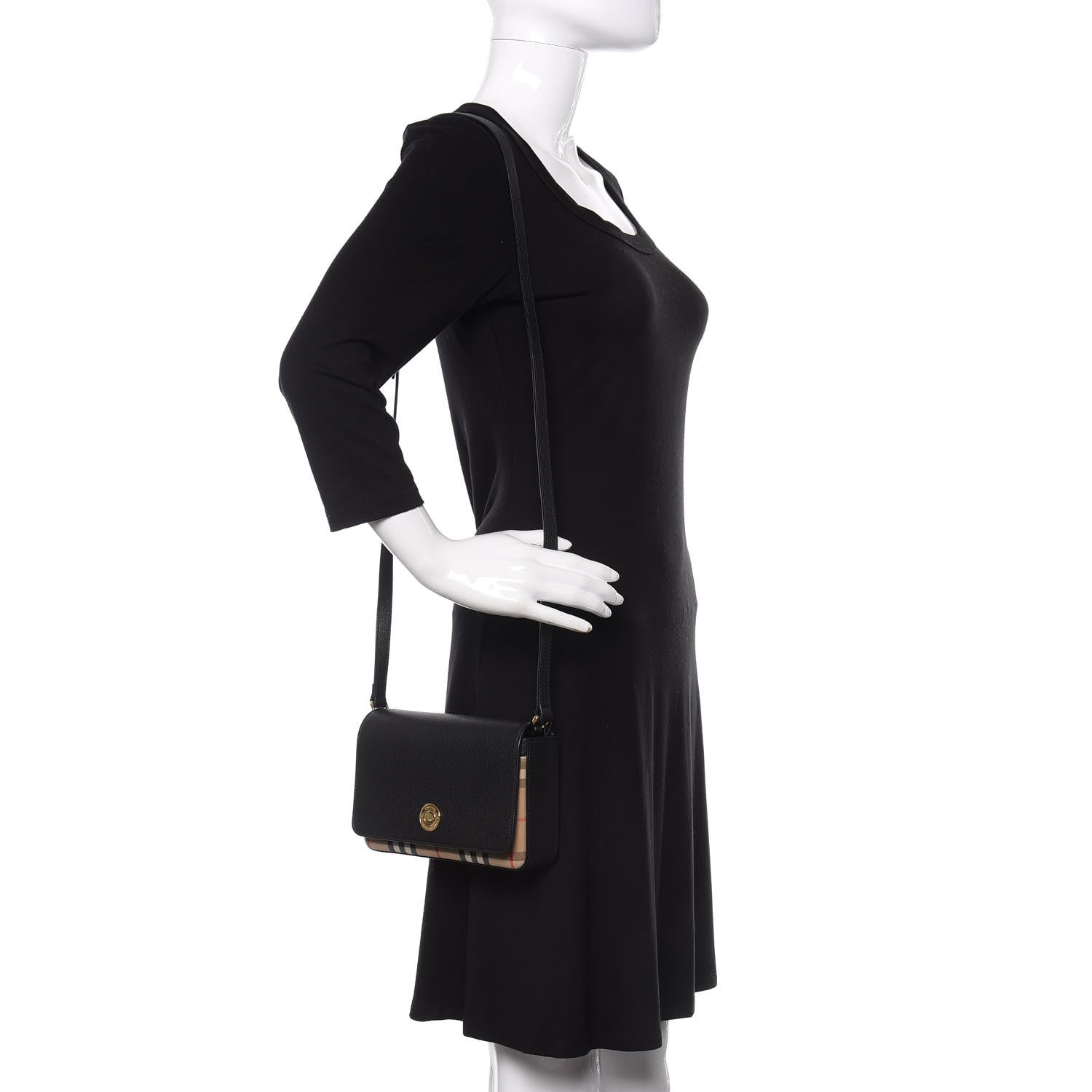 Burberry Grainy Calfskin Vintage Check Hampshire Crossbody Black 2 of 9