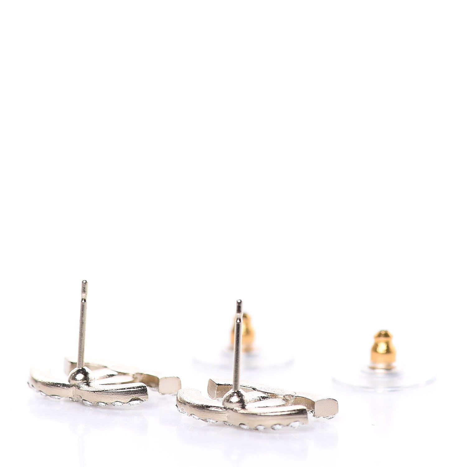 Chanel Crystal CC First Class Stud Earrings Gold 4 of 5