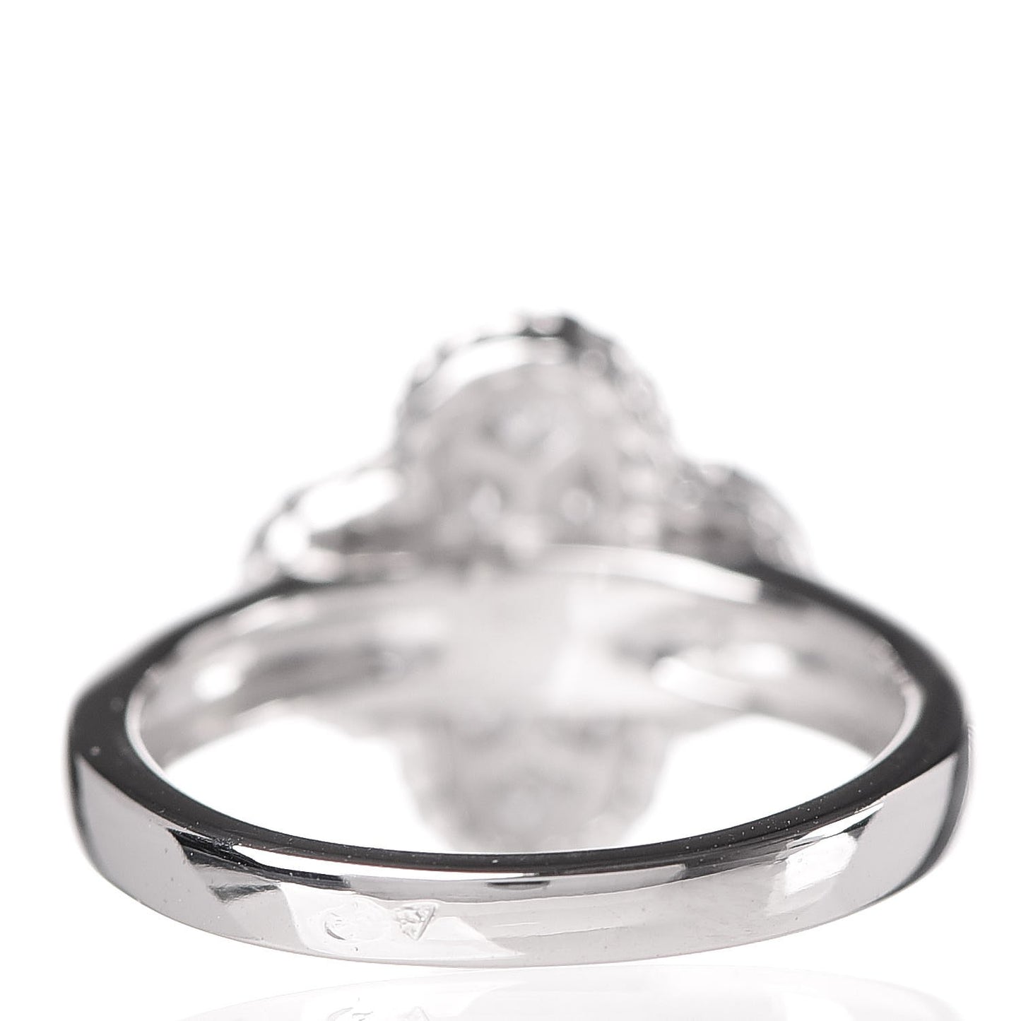 18K White Gold Diamond Vintage Alhambra Ring 53 6.25