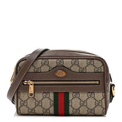 Gucci GG Supreme Monogram Web Mini Ophidia Shoulder Bag Brown 1 of 10
