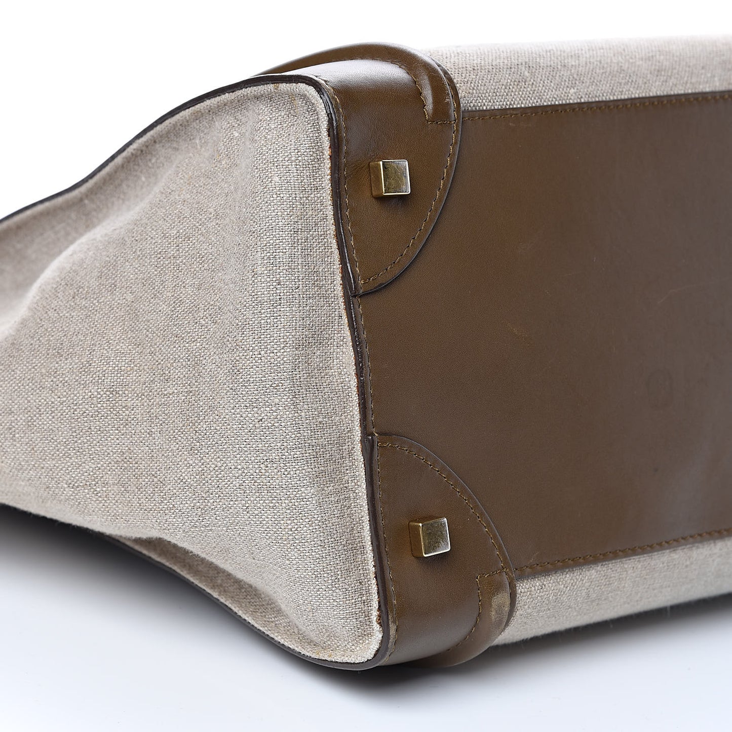 Natural Canvas Smooth Calfskin Mini Luggage Brown