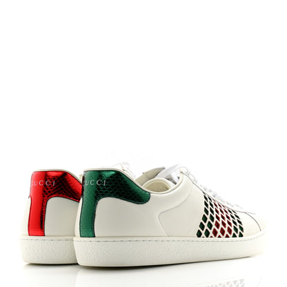 Gucci Calfskin Mens Ace Sneakers 8 White Green 4 of 12