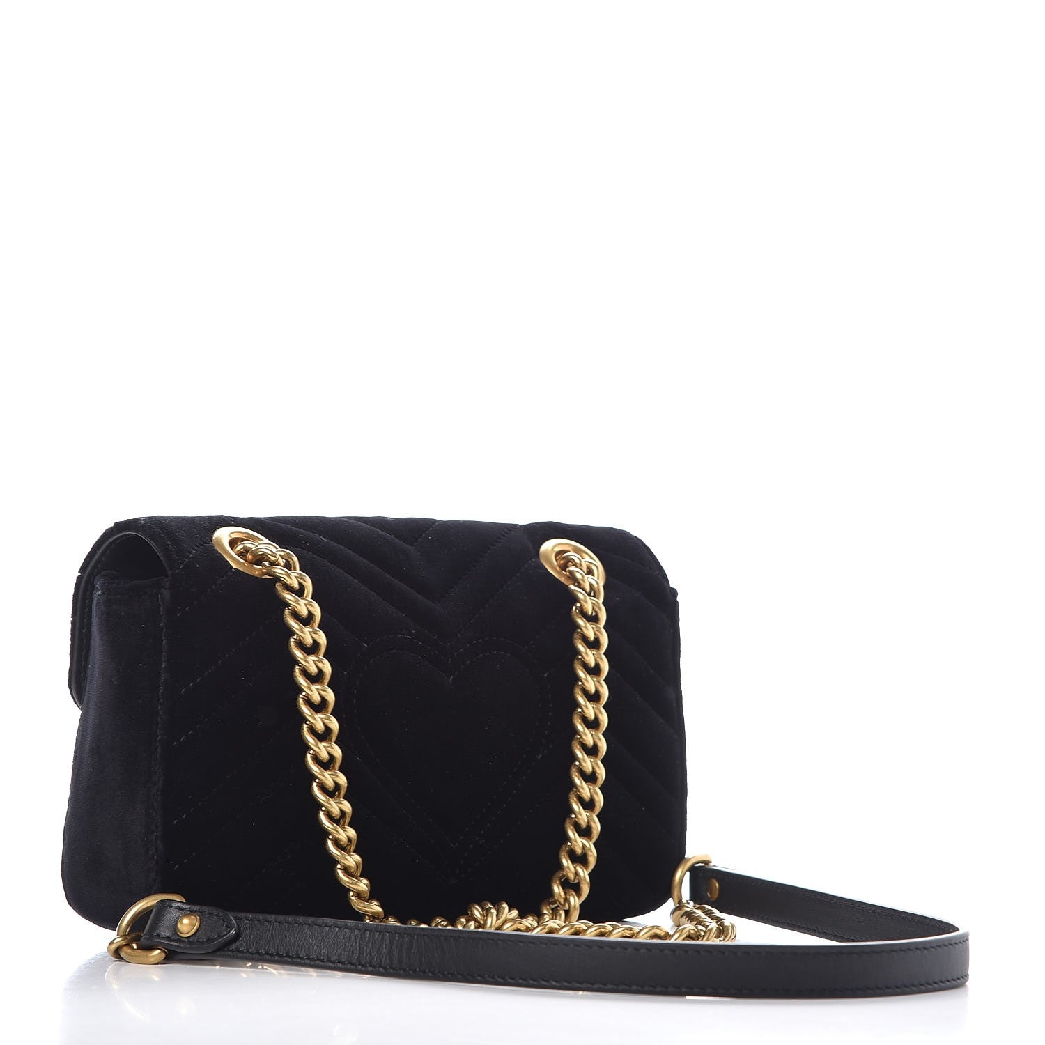Gucci Velvet Matelasse Mini GG Marmont Shoulder Bag Black 3 of 7