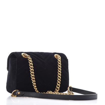 Gucci Velvet Matelasse Mini GG Marmont Shoulder Bag Black 3 of 7