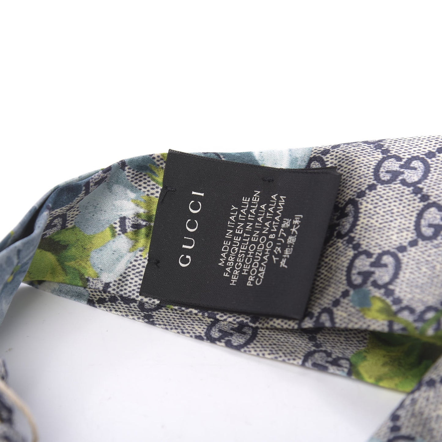 Silk Monogram Blooms Print Headband Blue