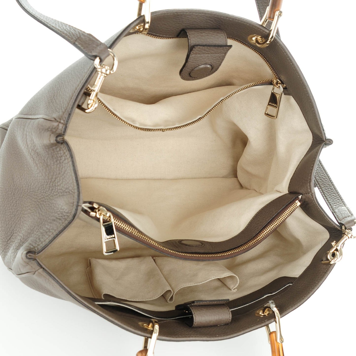 Calfskin Large Bamboo Shopper Tote Grey Field