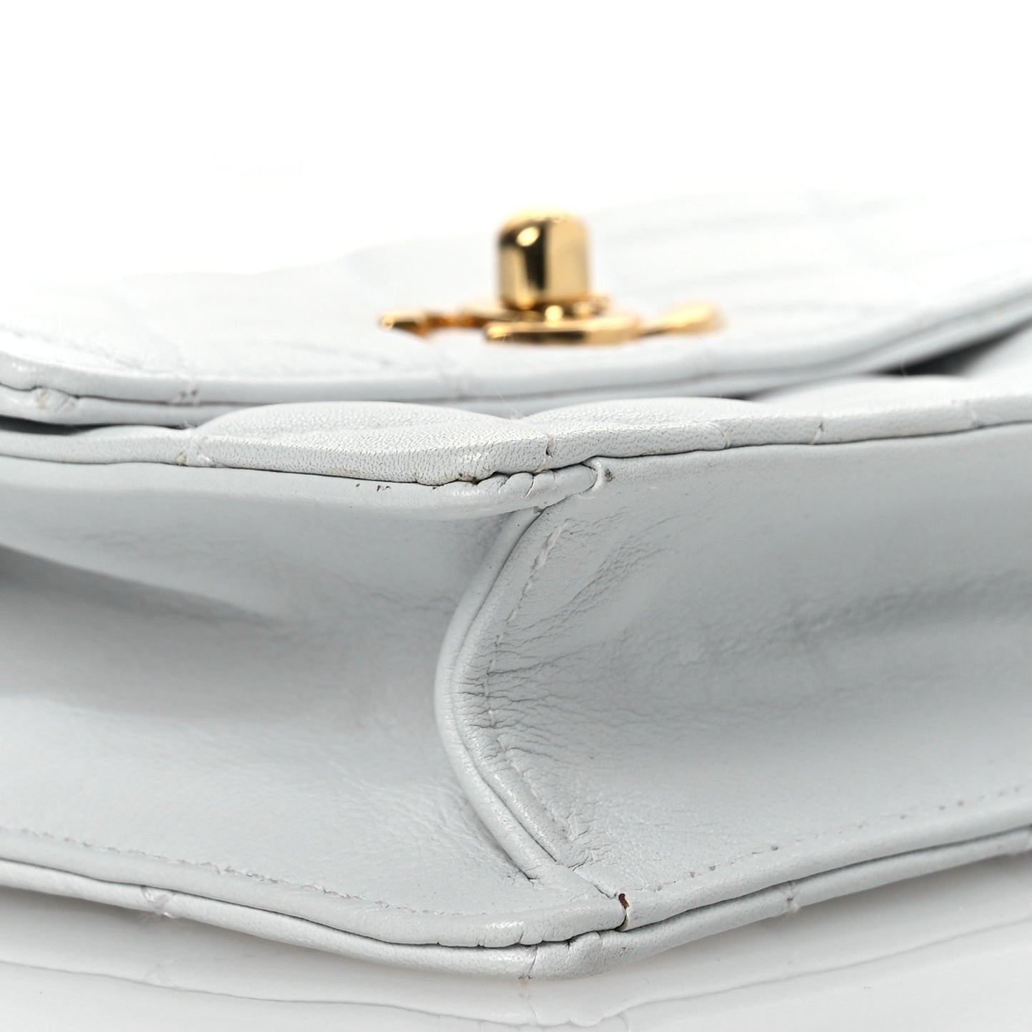 Lambskin Quilted Flap Waist Belt Bag 75 30 White