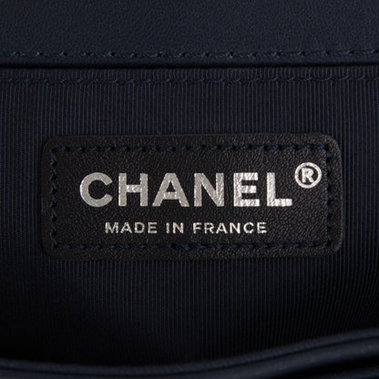 Chanel Lambskin Denim Tweed Medium Enchained Boy Flap Navy Blue 6 of 7