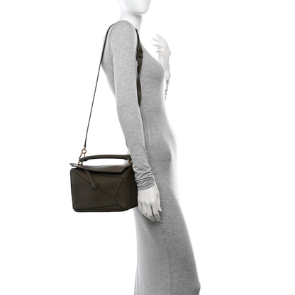 Loewe Calfskin Small Puzzle Bag Dark Khaki Green 2 of 10