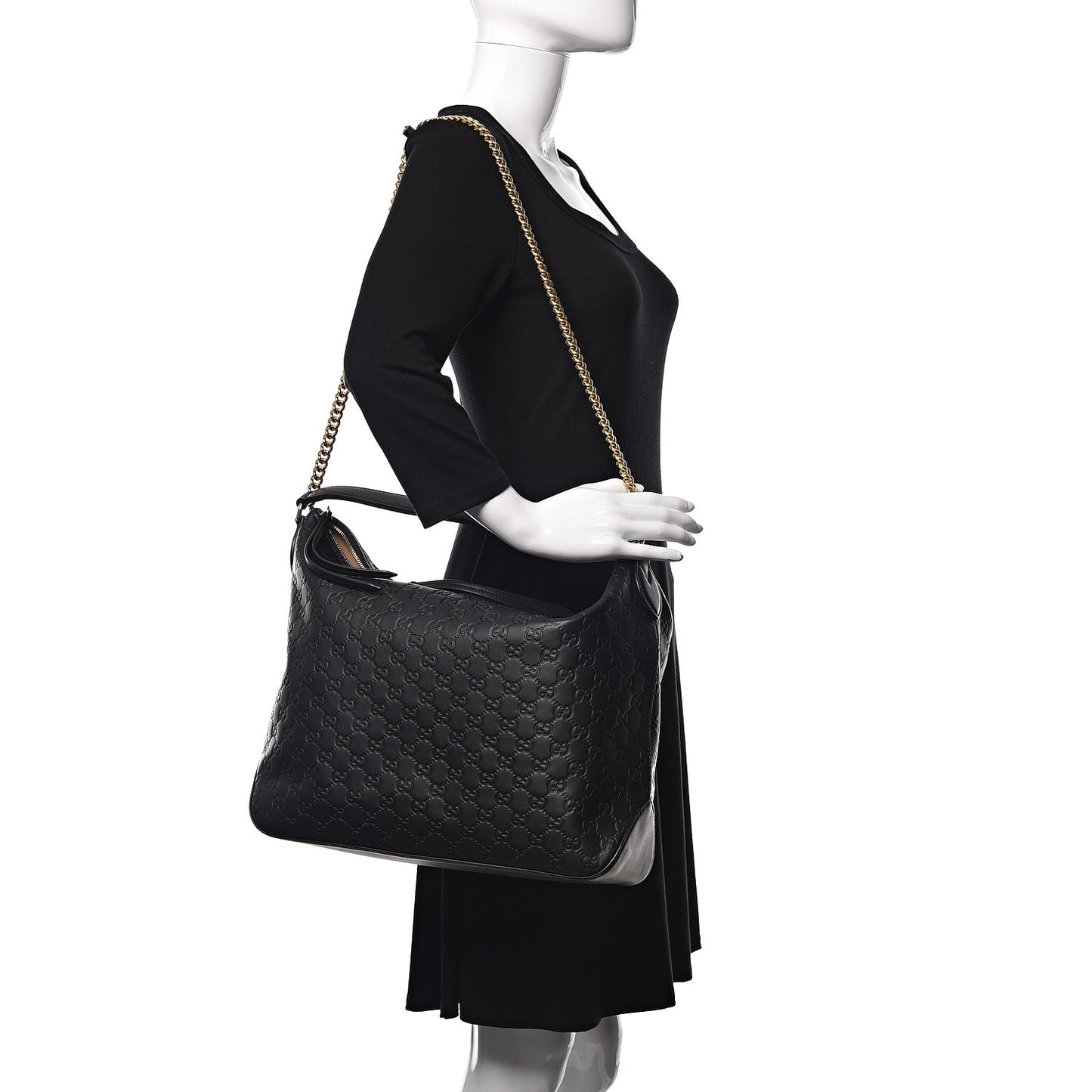 Guccissima Signature Large Linea A Hobo Black