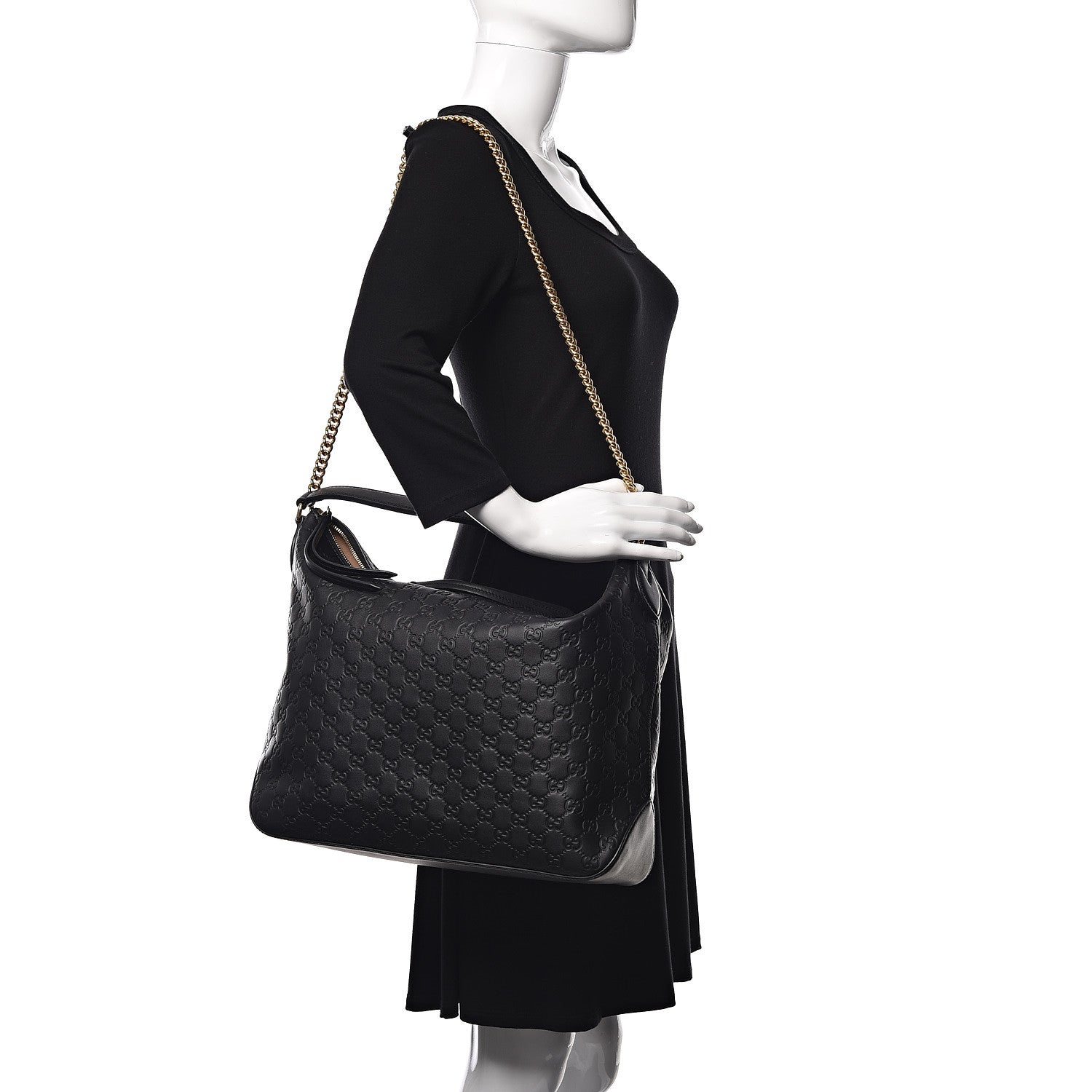 Gucci Guccissima Signature Large Linea A Hobo Black 2 of 9