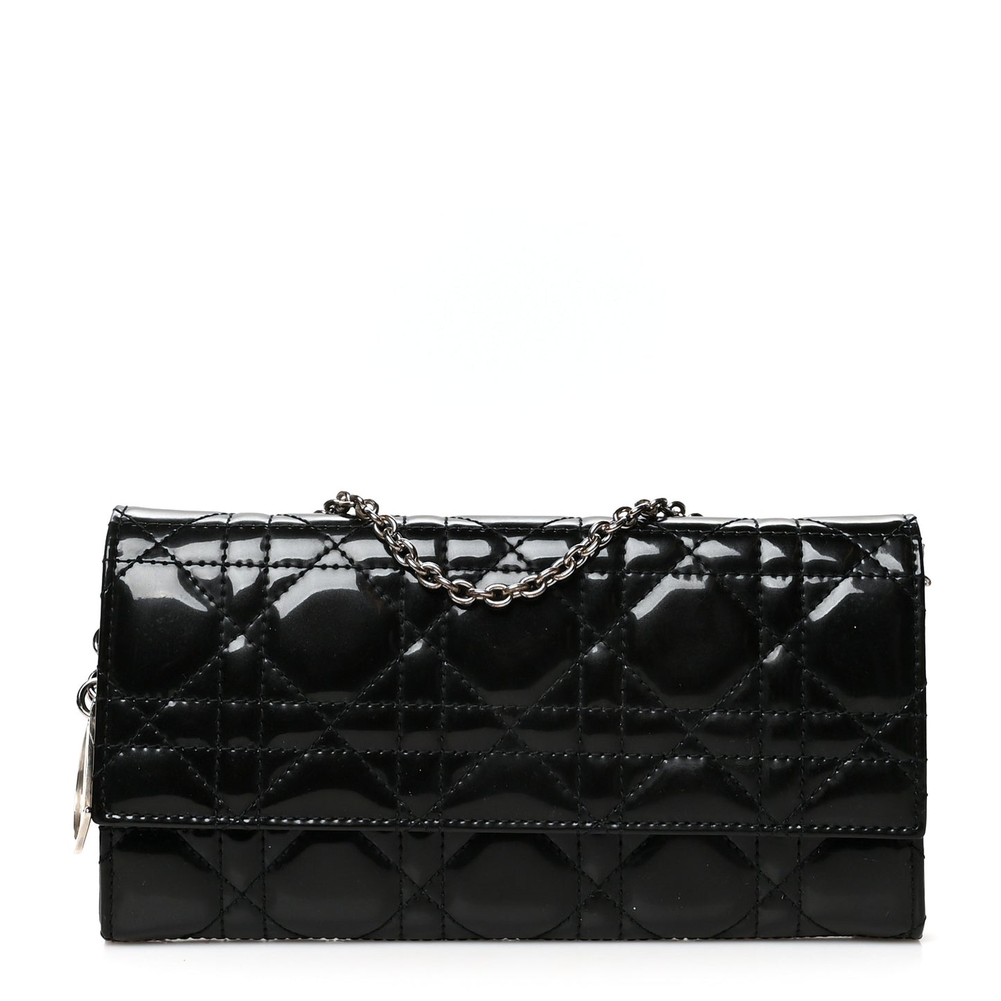 Patent Cannage Lady Dior Rendezvous Wallet On Chain Black Black