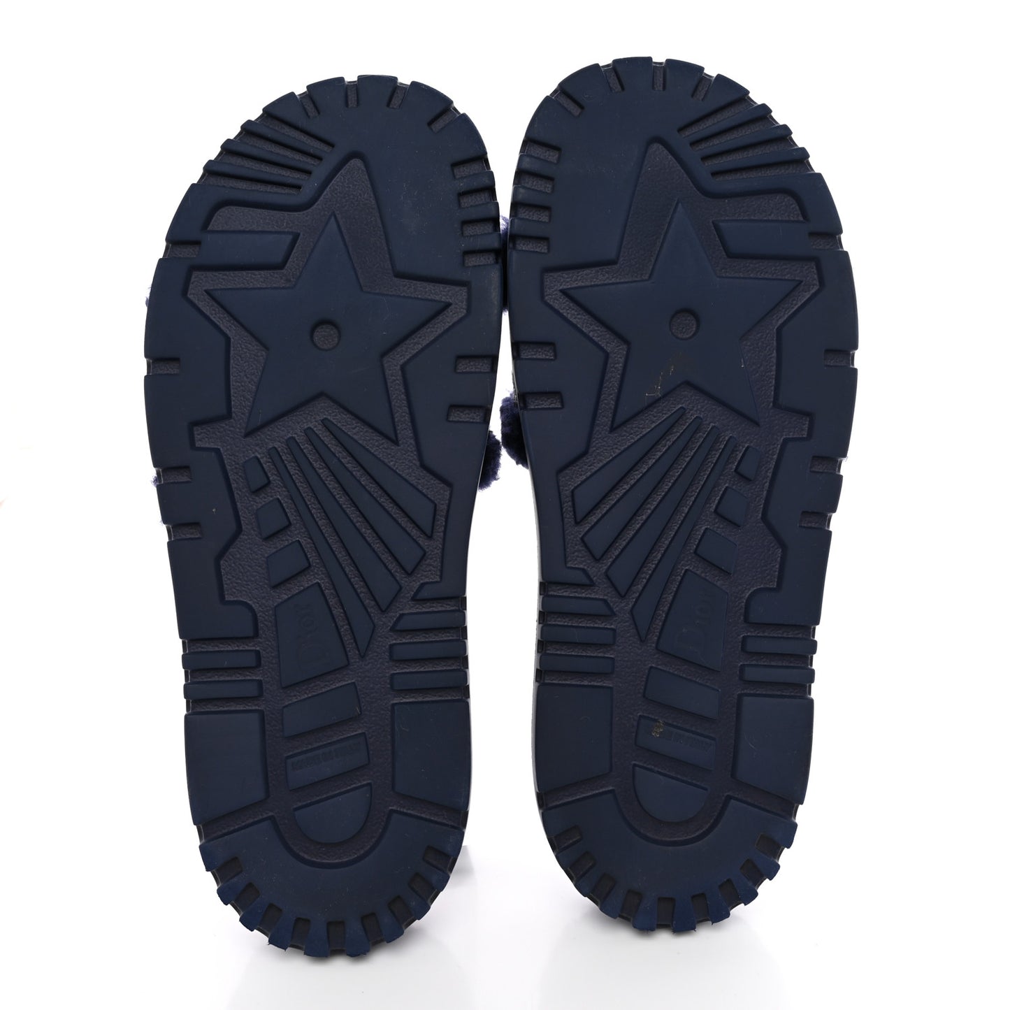 Shearling Canvas Embroidered Dway 10mm Slide Sandals 40 Deep Blue Natural