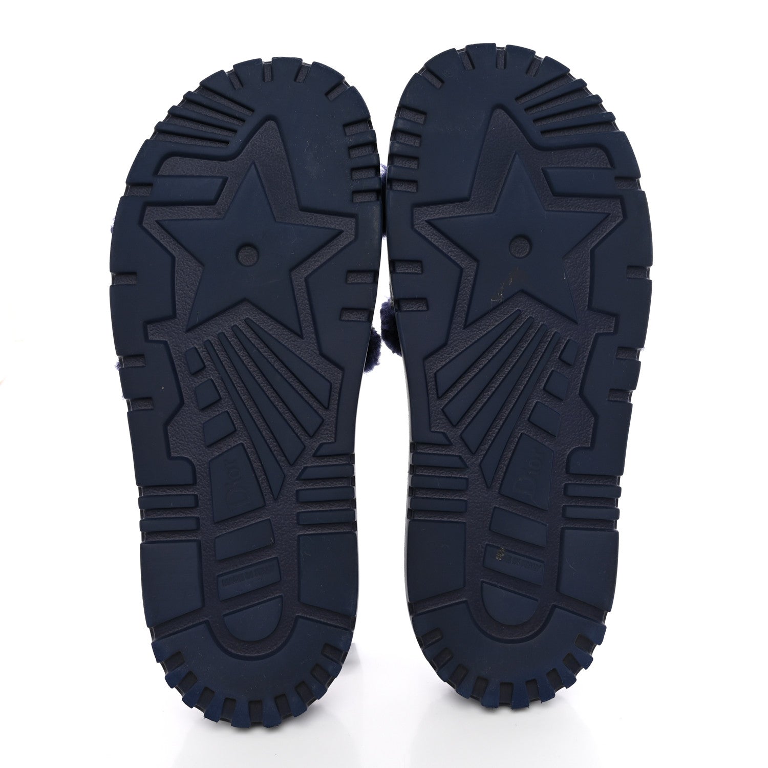 Christian Dior Shearling Canvas Embroidered Dway 10mm Slide Sandals 40 Deep Blue Natural 5 of 11