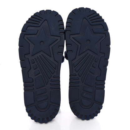 Christian Dior Shearling Canvas Embroidered Dway 10mm Slide Sandals 40 Deep Blue Natural 5 of 11
