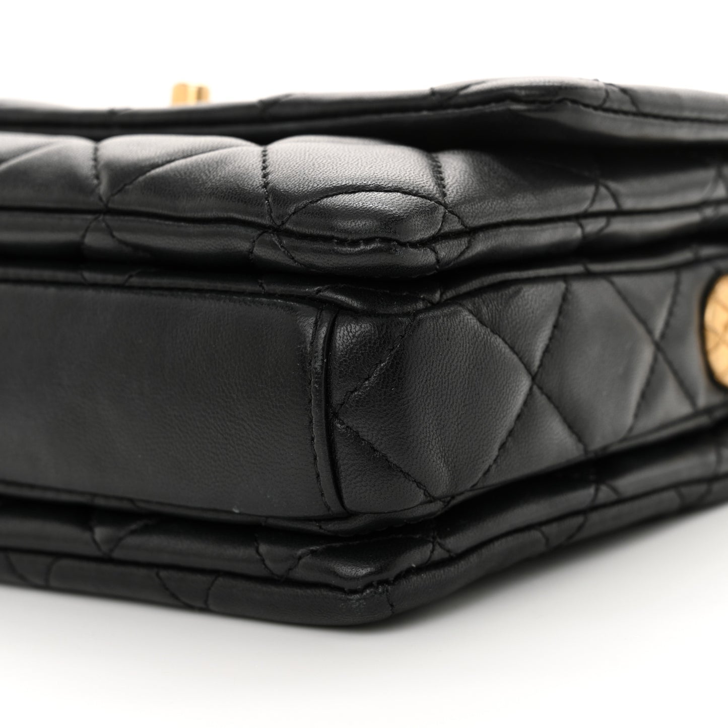 Lambskin Quilted Mini Medallion Multi Chain Flap Black