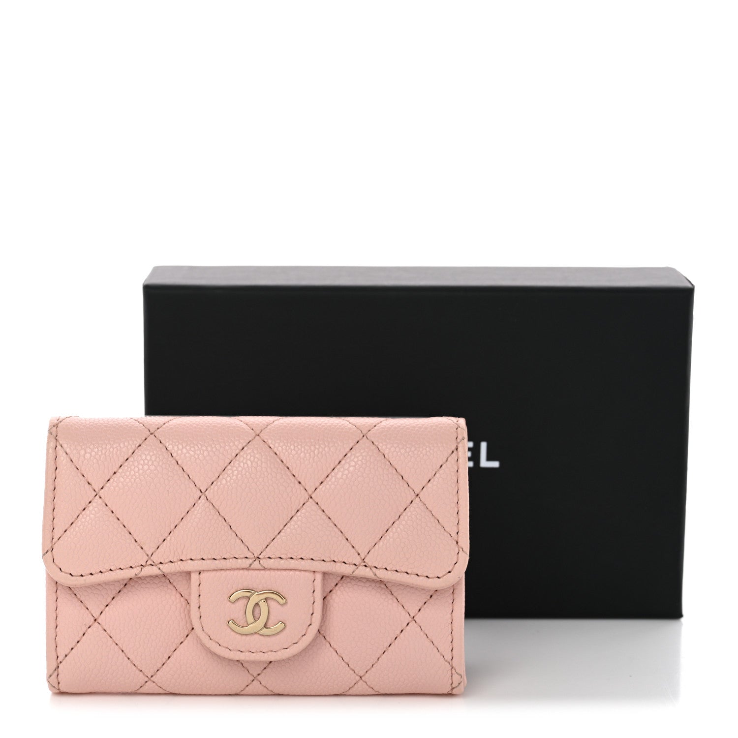 Chanel Caviar Quilted Flap Card Holder Wallet Light Pink 9 of 9