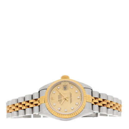 Rolex Stainless Steel 18K Yellow Gold Diamond 26mm Oyster Perpetual Datejust Watch Champagne 69173 2 of 5