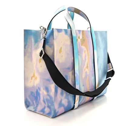 Fendi Fabric Jacquard FF Tie Dye Sunset Large Shopping Tote  Light Blue Black 3 of 11