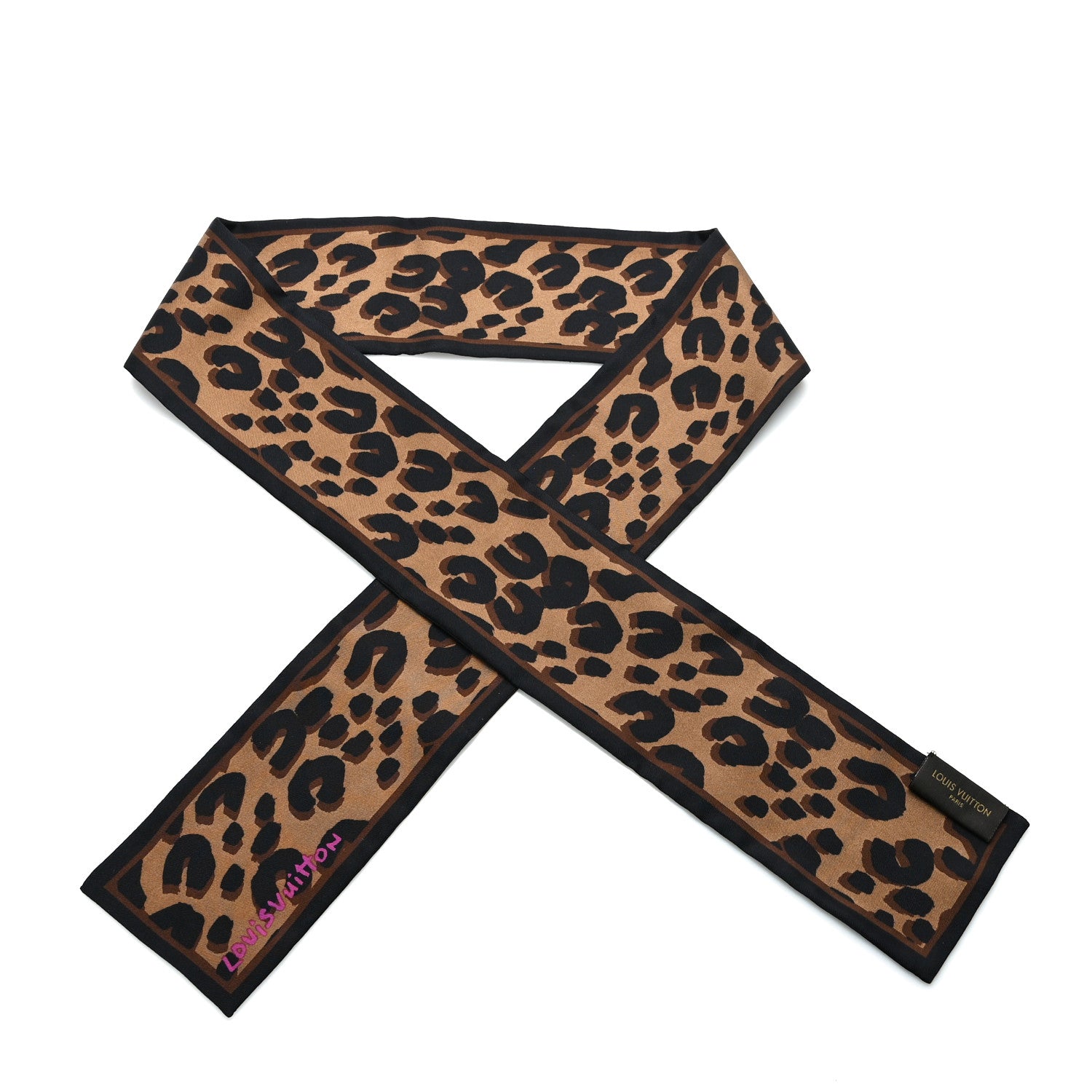 Louis Vuitton Silk Leopard Bandeau Scarf Marron 1 of 4