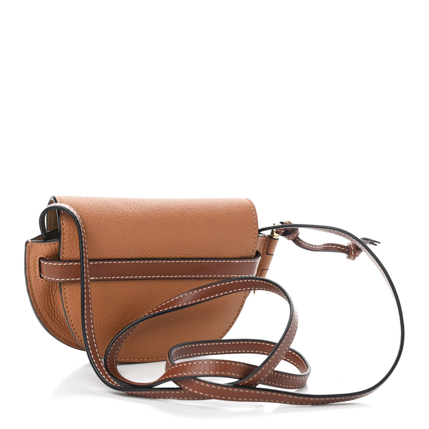 Grained Calfskin Mini Gate Crossbody Bag Caramel Pecan