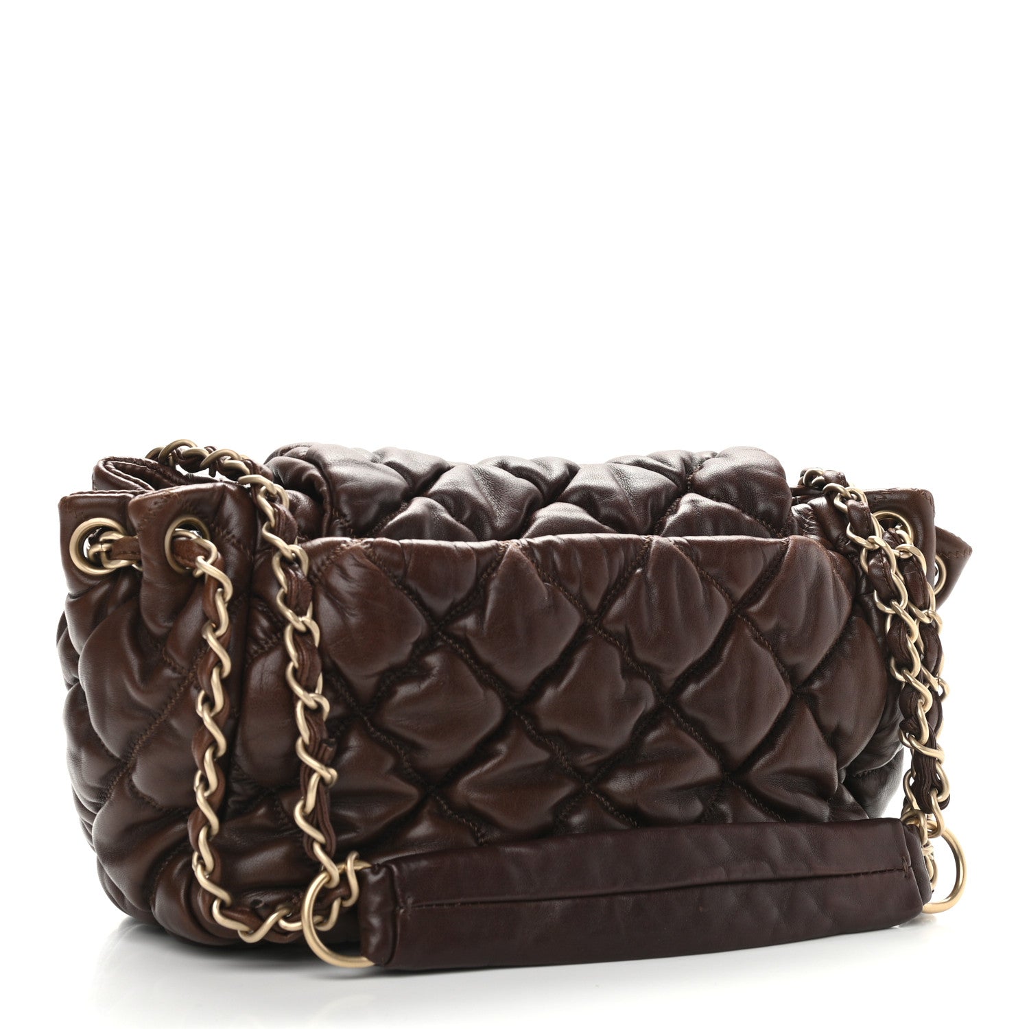 Chanel Lambskin Bubble Quilt Accordion Flap Dark Brown 3 of 10