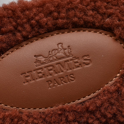 Hermes Woolskin Oran Sandals 39 Cognac 5 of 7