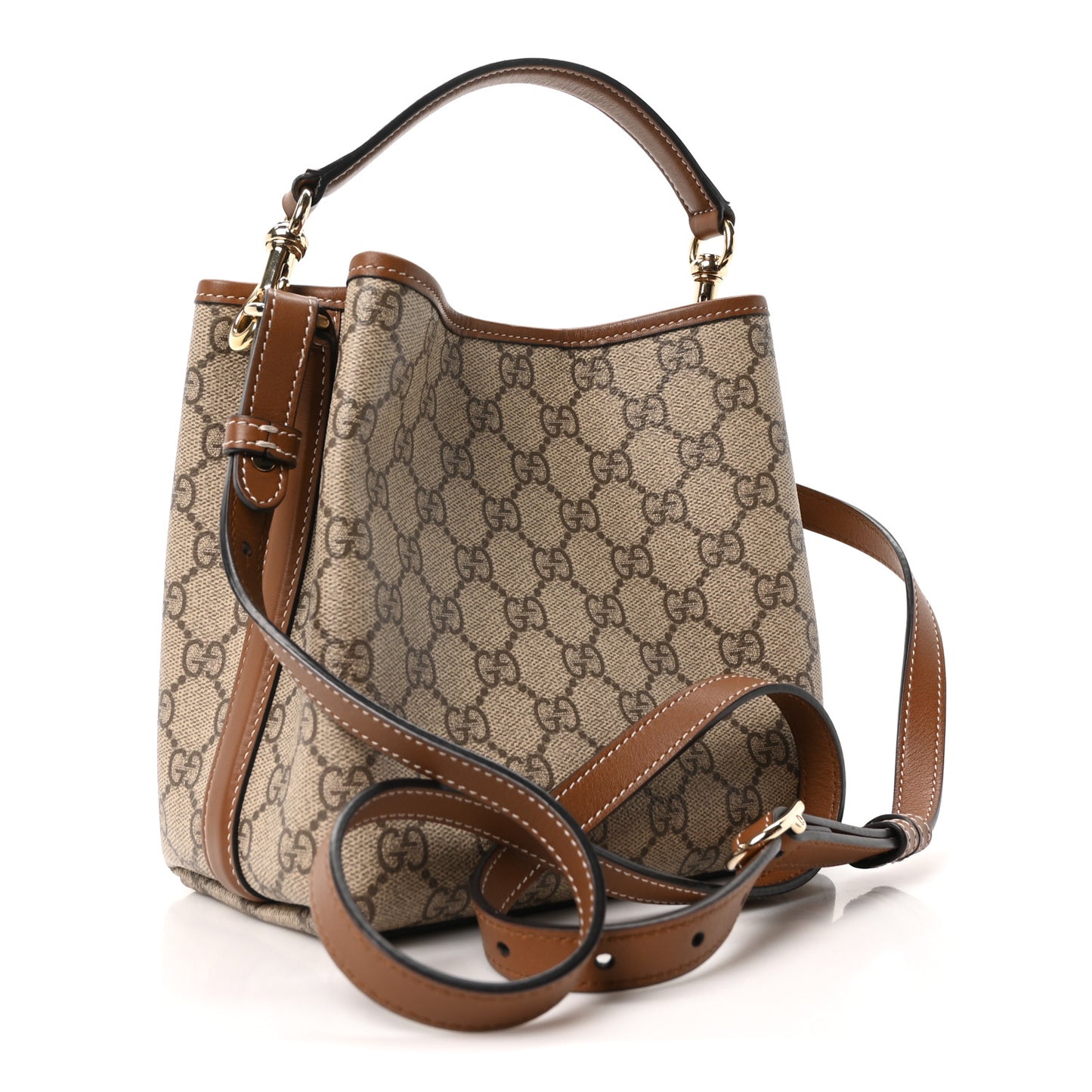 GG Supreme Monogram Emblem Small Shoulder Bag Beige Ebony Sundial