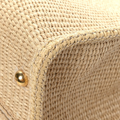 Fendi Straw Vitello King Plexiglass Woven Medium Fendi Sunshine Shopper Tote Natural Black 11 of 11