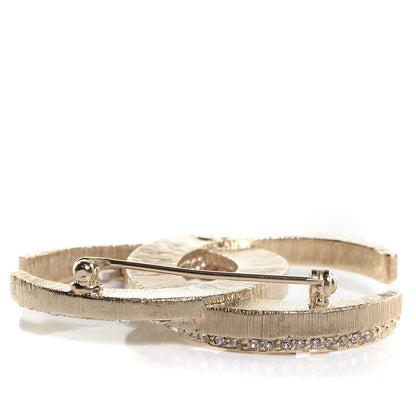 Chanel Crystal Large CC Brooch Gold 3 of 5