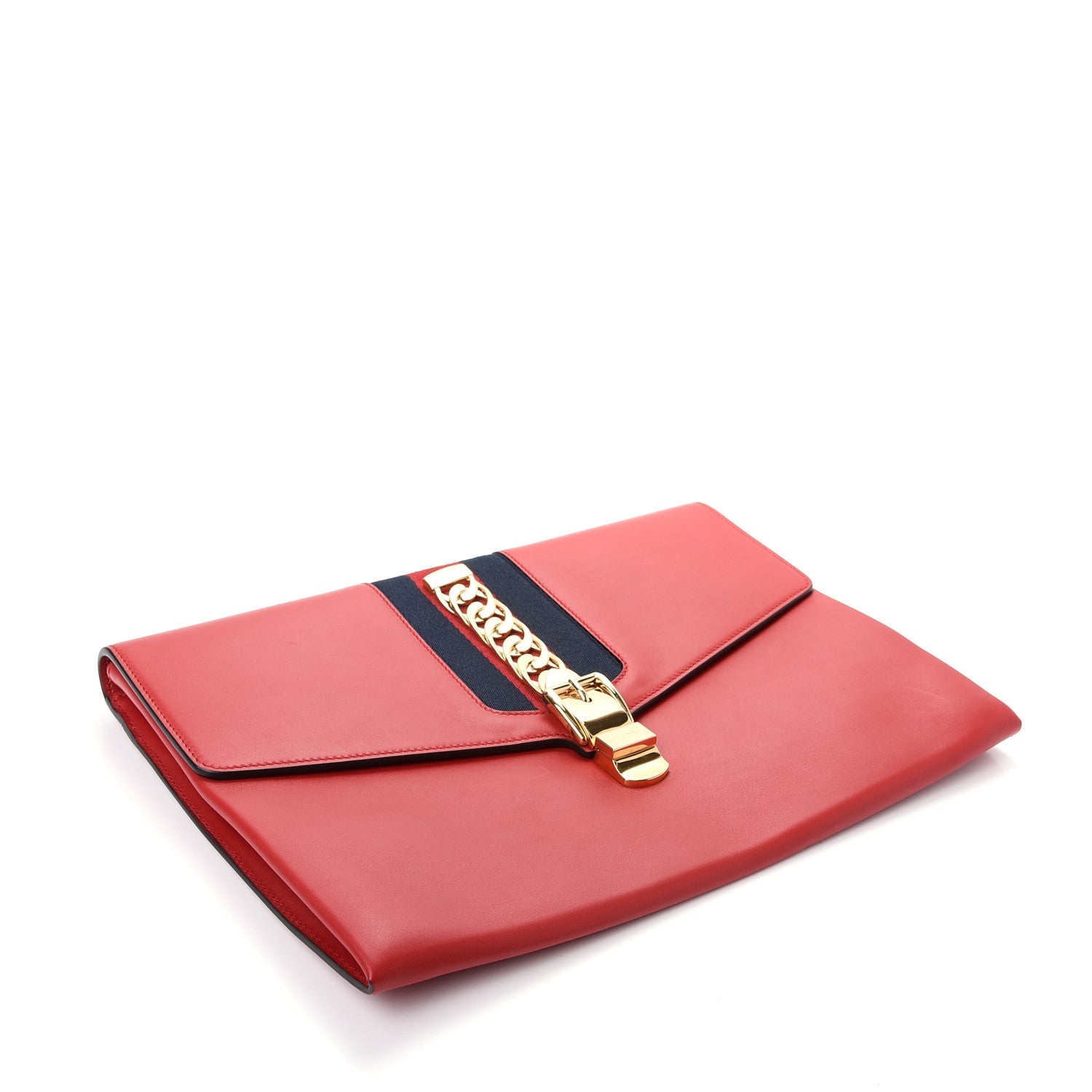 Gucci Calfskin Maxi Sylvie Clutch Red 4 of 7