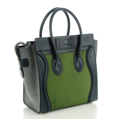 Celine Nubuck Smooth Calfskin Micro Tri-Color Luggage Green 3 of 8