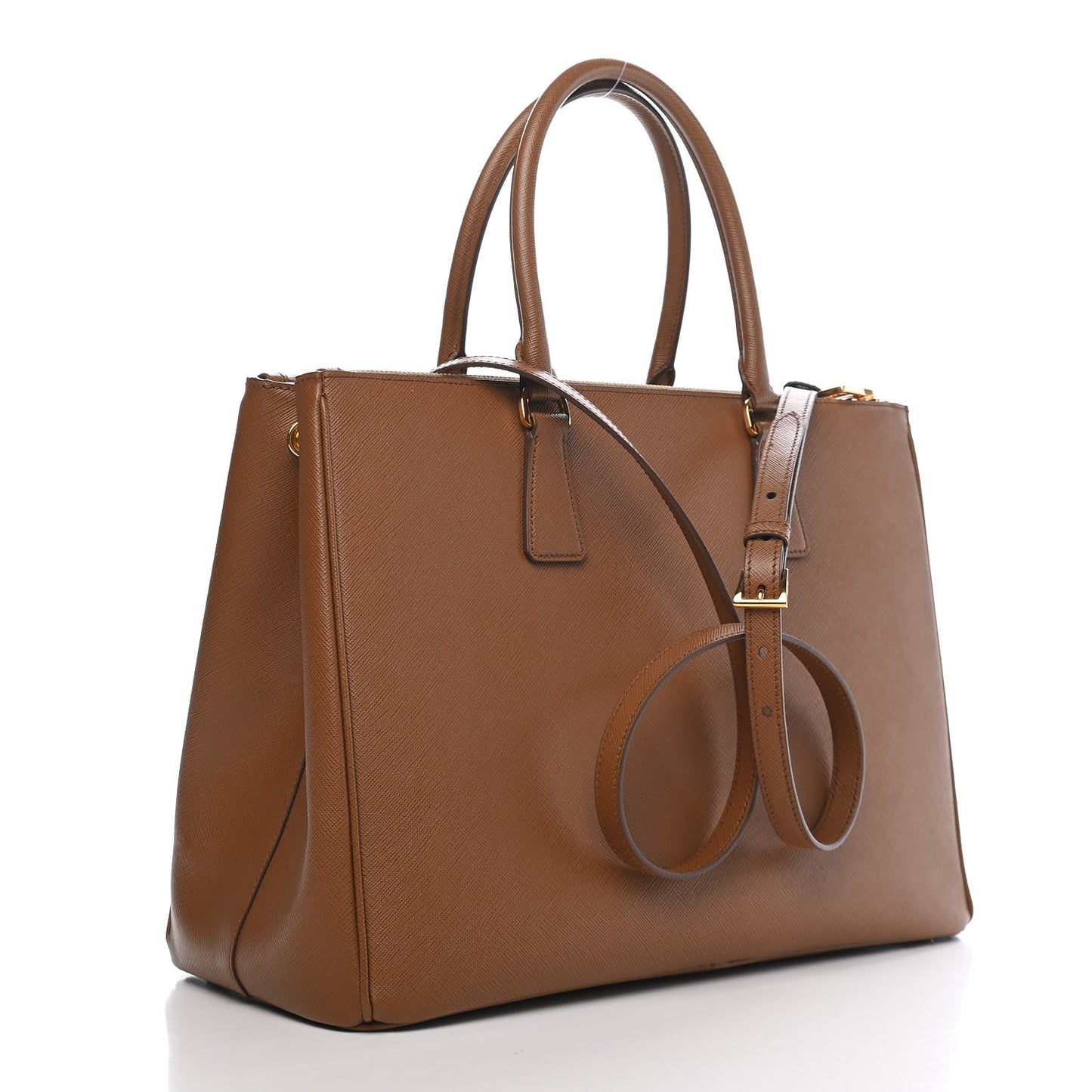 Saffiano Lux Large Galleria Double Zip Tote Caramel