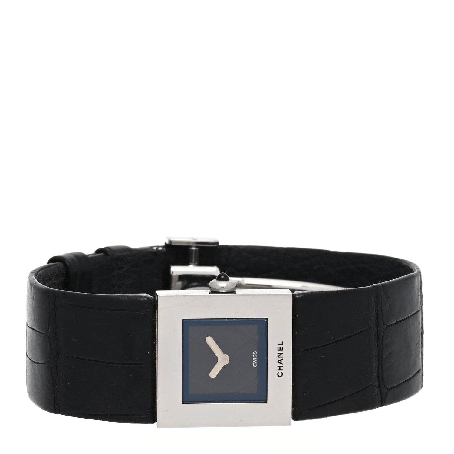 Chanel Stainless Steel Alligator 19mm Matelasse Quartz Watch Black 2 of 4