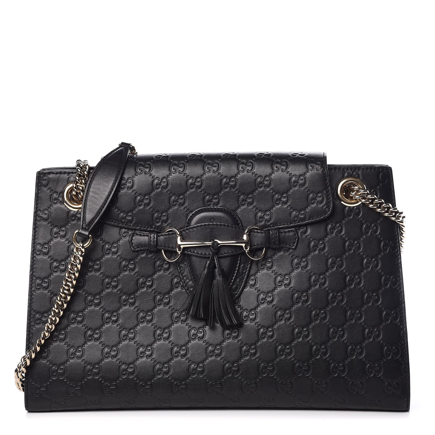 Gucci Guccissima Large Emily Chain Shoulder Bag Black 1 of 13