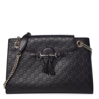 Gucci Guccissima Large Emily Chain Shoulder Bag Black 1 of 13